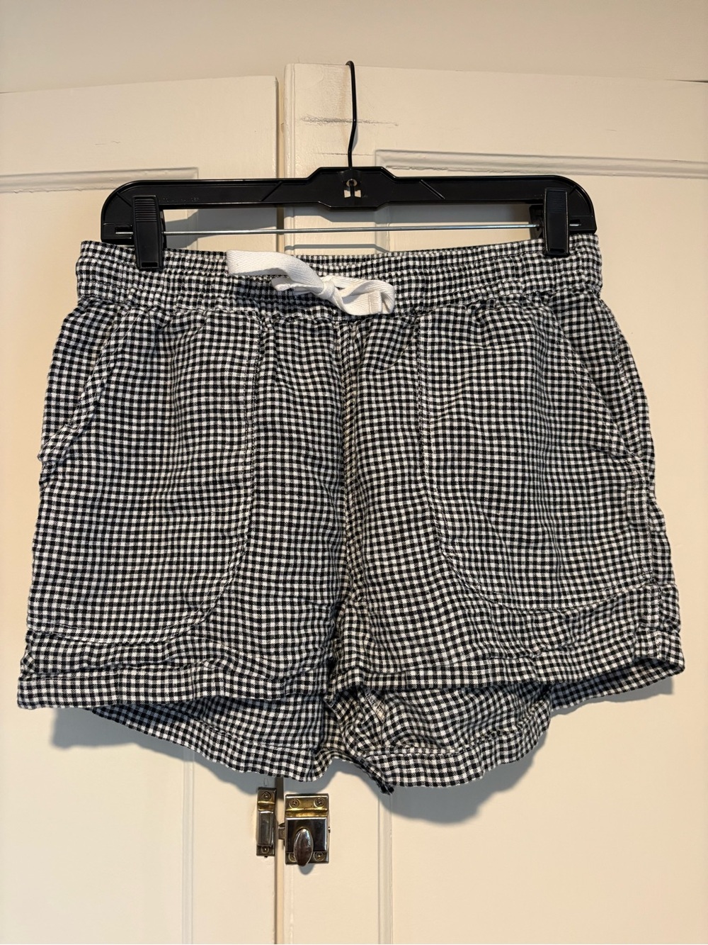 Quince Black & White Gingham Linen Shorts